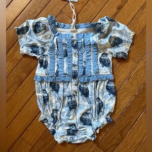 NWt Kate Quinn Woodland Sparrow Ruffle Bubble 2T